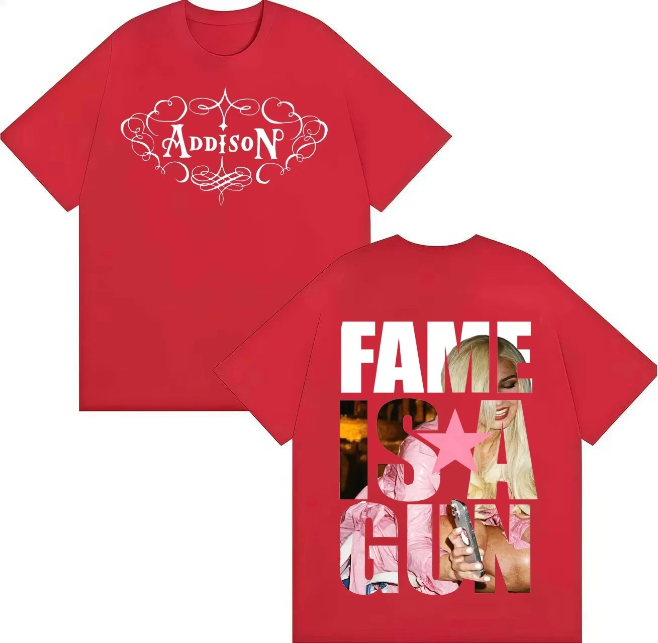 Addison Rae T-Shirt showing images related to the songs
